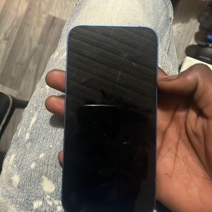 This is an iPhone 13 color blue with 64 gigabytes and it’s unlocked